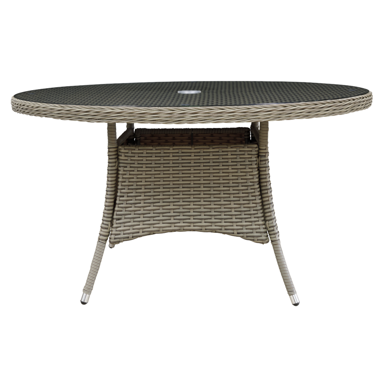 Sealey DG67 Dellonda Chester Rattan Wicker Outdoor Dining Table with Tempered Glass Top