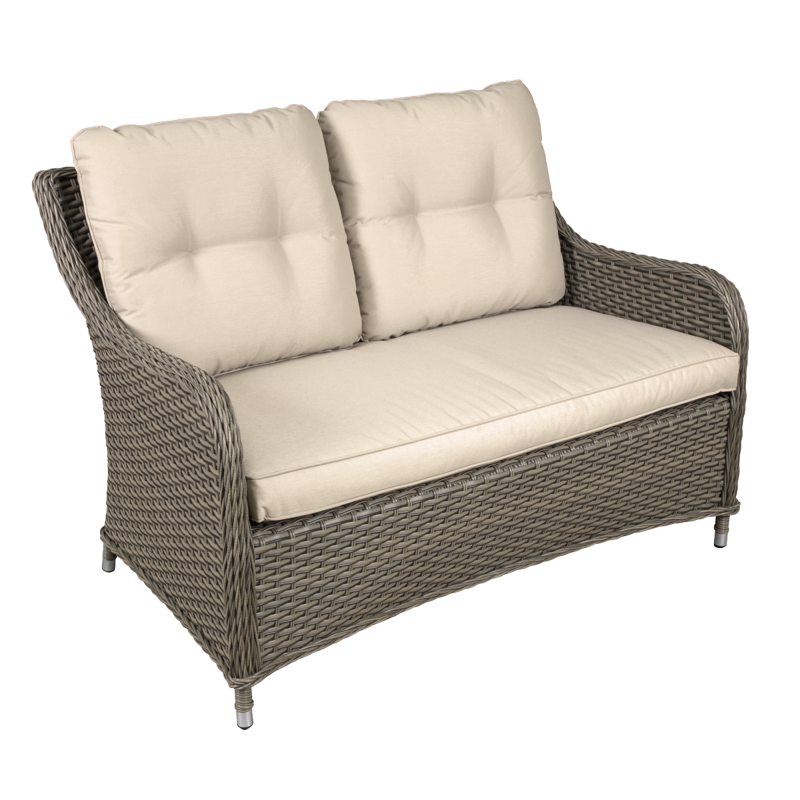Sealey DG70 Dellonda Chester Rattan Wicker Outdoor Lounge 2-Seater Sofa with Cushion, Brown