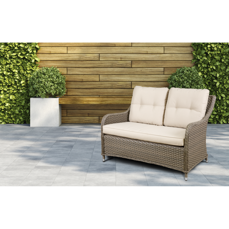 Sealey DG70 Dellonda Chester Rattan Wicker Outdoor Lounge 2-Seater Sofa with Cushion, Brown