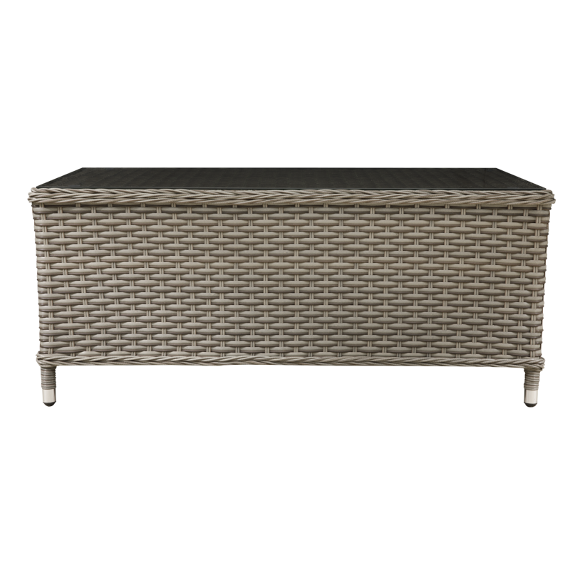 Sealey DG71 Dellonda Chester Rattan Wicker Outdoor Coffee Table with Tempered Glass Top, Brown