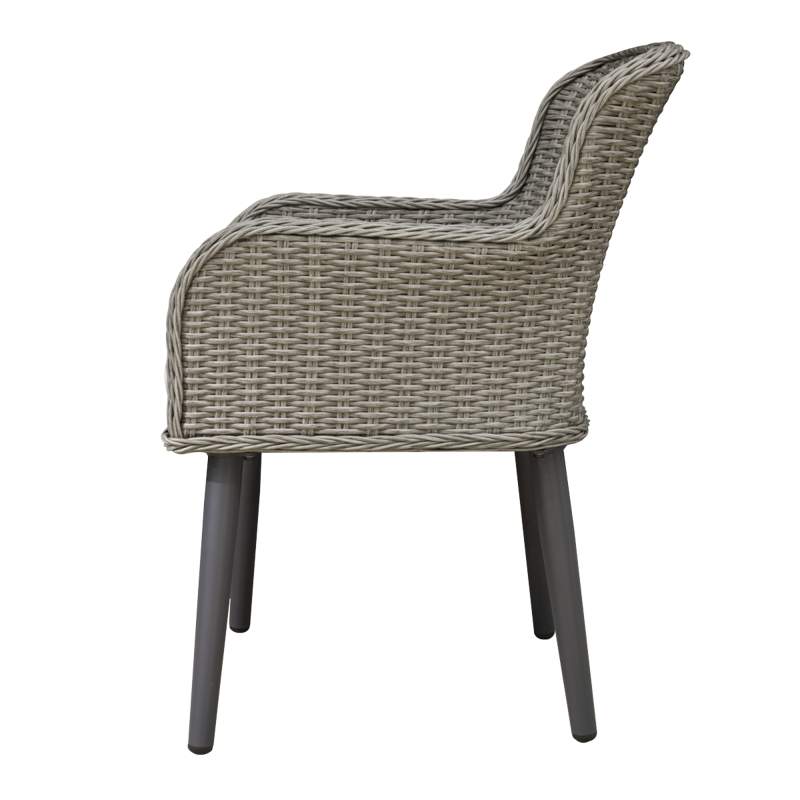 Sealey DG76 Dellonda Buxton Rattan Wicker Outdoor Dining Armchairs with Cushion, Set of 2, Grey