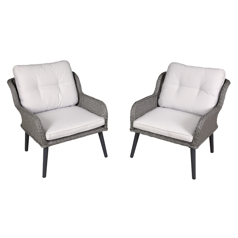 Sealey DG79 Dellonda Buxton Rattan Wicker Outdoor Lounge Chairs with Cushion, Grey