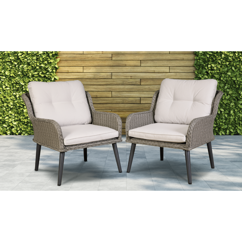 Sealey DG79 Dellonda Buxton Rattan Wicker Outdoor Lounge Chairs with Cushion, Grey