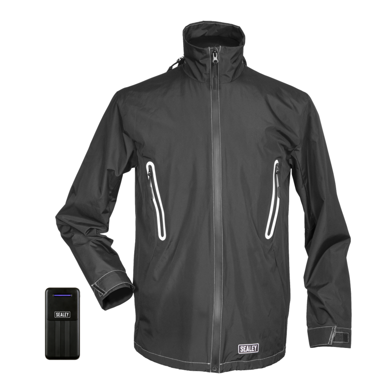 Sealey HJ07KIT 5V Heated Rain Jacket - Large with Power Bank 20Ah