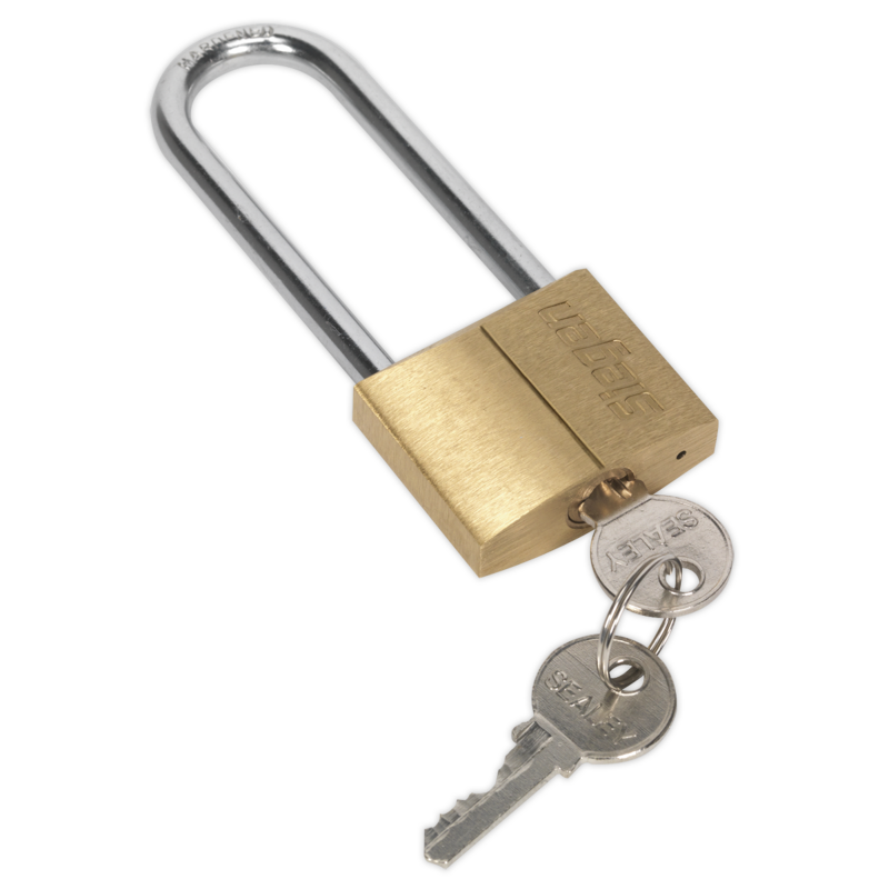 Sealey S0989 Brass Body Padlock with Brass Cylinder Long Shackle 40mm