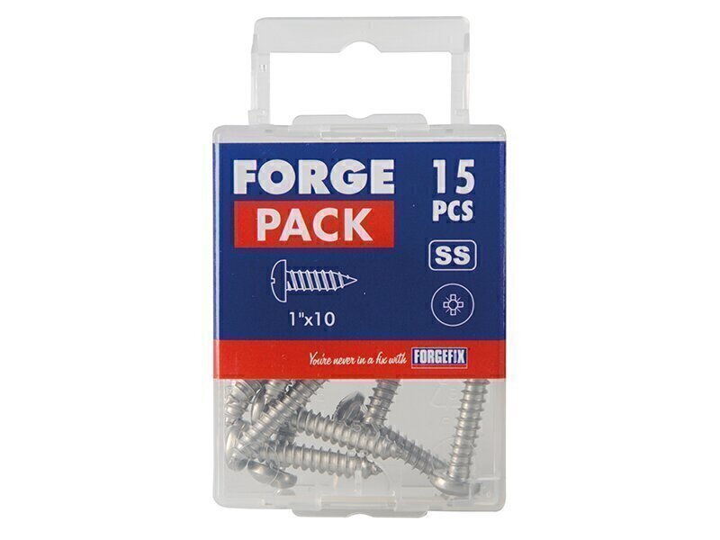 Self-Tapping Screw Pozi Compatible Pan A2 SS 1in x 10 ForgePack 15