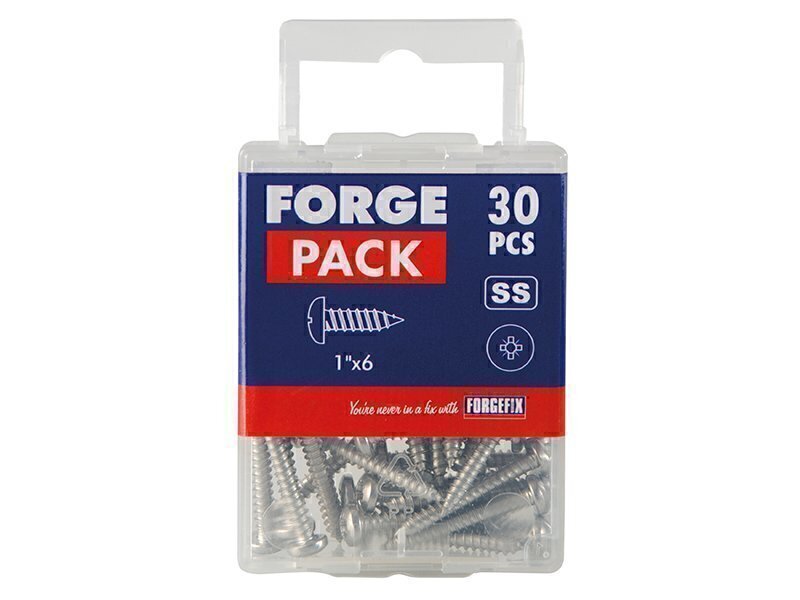 Self-Tapping Screw Pozi Compatible Pan A2 SS 1in x 6 ForgePack 30