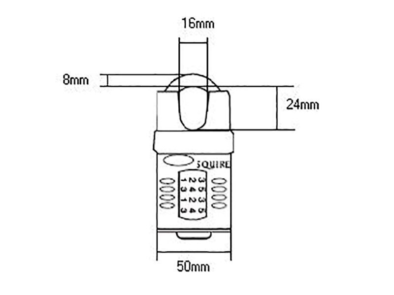 Squire CP50CS Combination Padlock 4-Wheel Closed Shackle 50mm