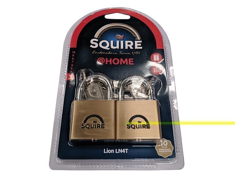 Squire LN4T Lion Brass Padlocks 5-Pin 40mm Twin Pack (2 x LN4KA)