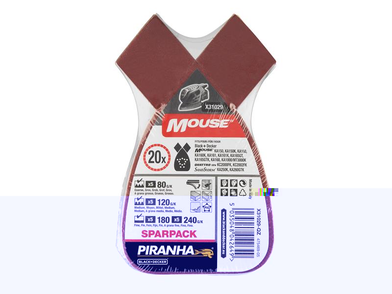Black & Decker X31029 Mouse Sanding Sheets Assorted (Pack of 20)