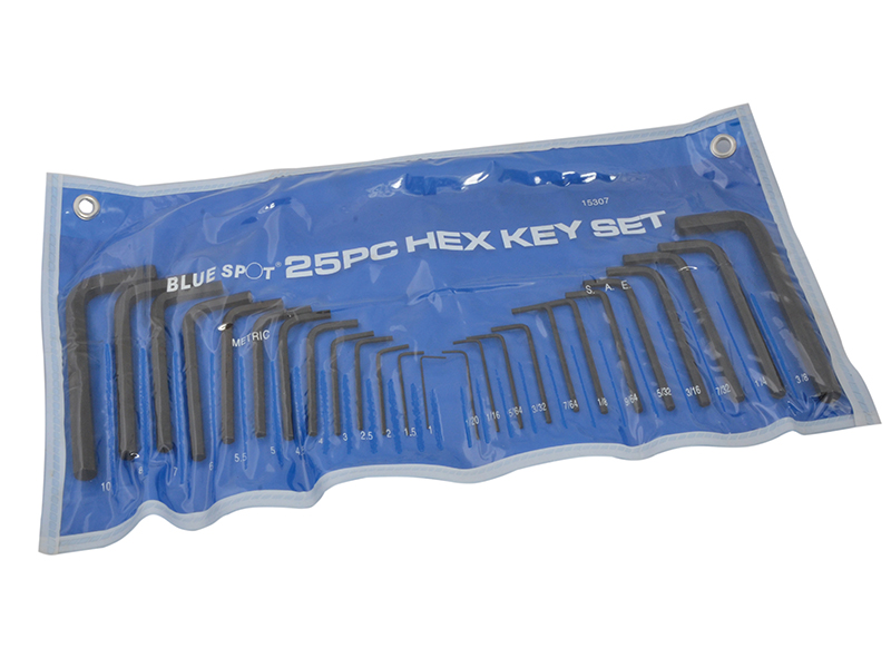BlueSpot Tools Metric Imperial Hexagon Key Pouch Set, 25 Piece