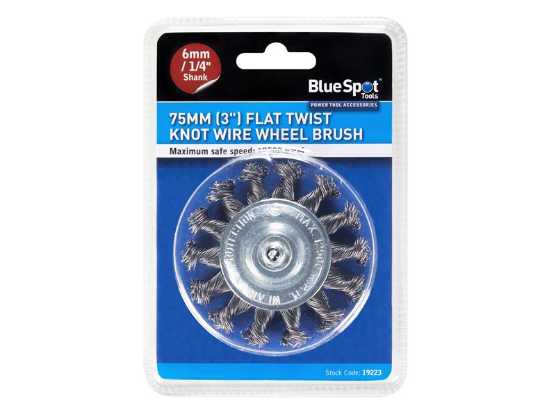 BlueSpot Tools Flat Twist Knot Wire Wheel 75mm