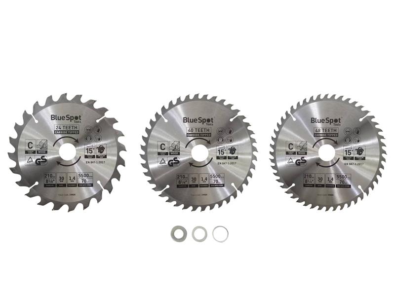 BlueSpot Tools 210mm Circular Saw Blade Set, 3 Piece