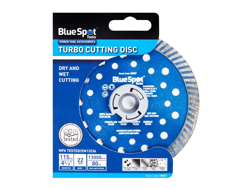 BlueSpot Tools 115mm x 10mm x 22mm Turbo Cutting Disc (Pack of 1)