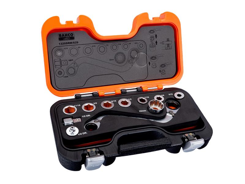 Bahco S Type Ratchet Ring Wrench Adaptor Set, 29 Piece
