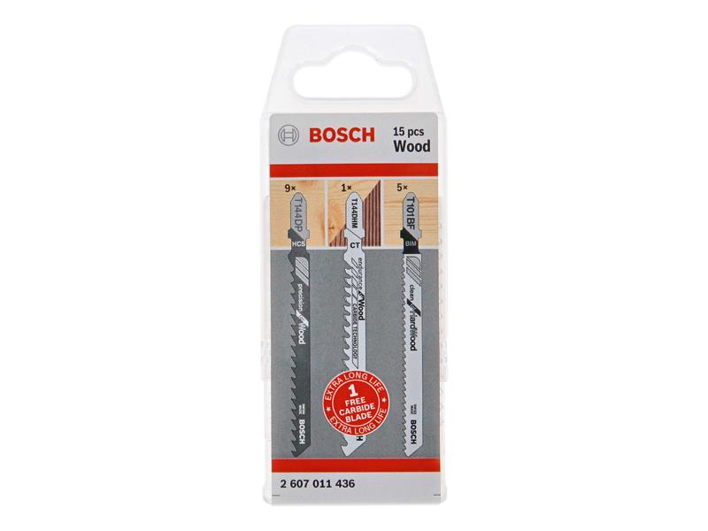 Bosch Powertool Accessories Wood Jigsaw Blade Set, 15 Piece