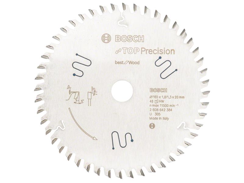 Bosch Powertool Accessories Best for Wood Circular Saw Blade 165 x 20mm x 48T