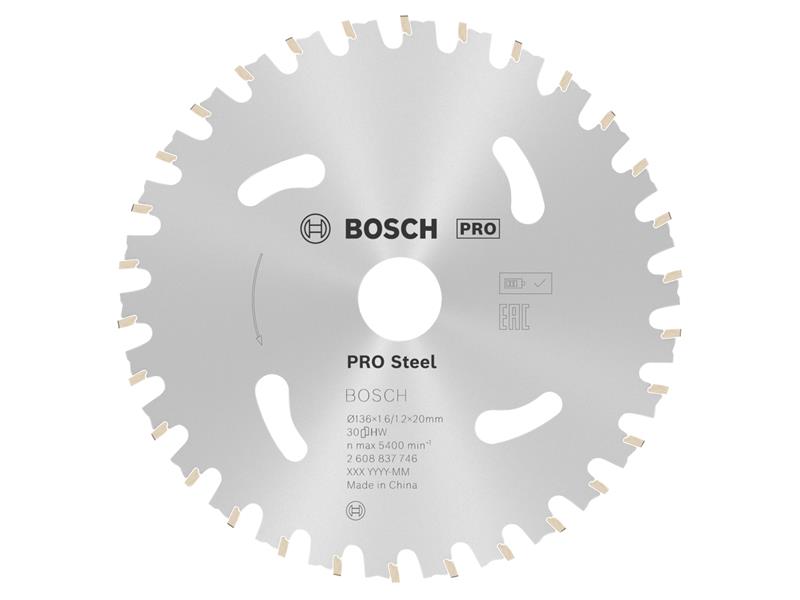 Bosch Powertool Accessories PRO Steel Cordless Circular Saw Blade 136 x 20mm x 30T