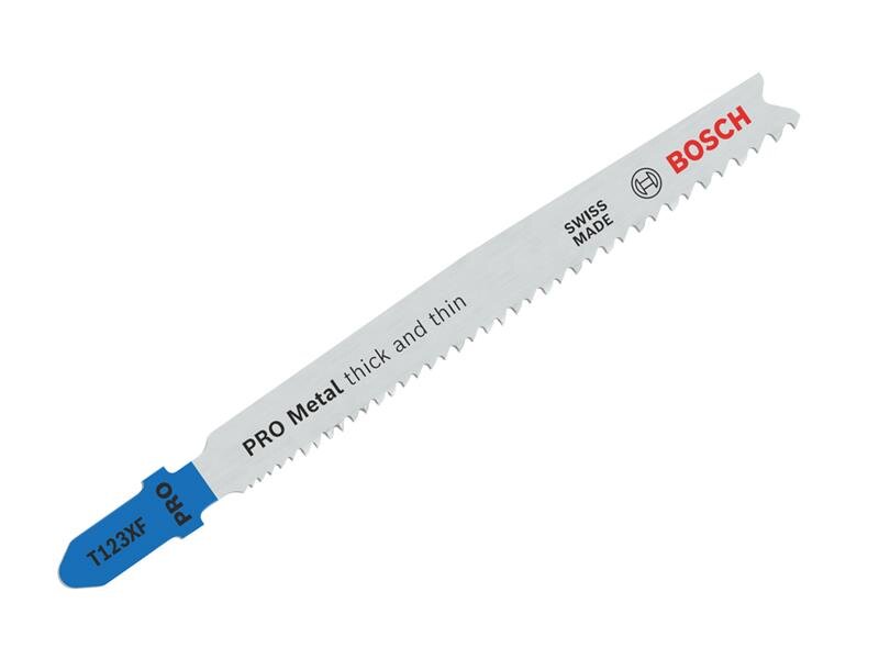 Bosch Powertool Accessories PRO Metal thick and thin T123XF Jigsaw Blade 100mm Pack of 5