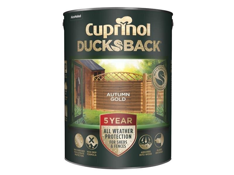 Cuprinol Ducksback 5 Year Waterproof for Sheds  Fences Autumn Gold 5 litre
