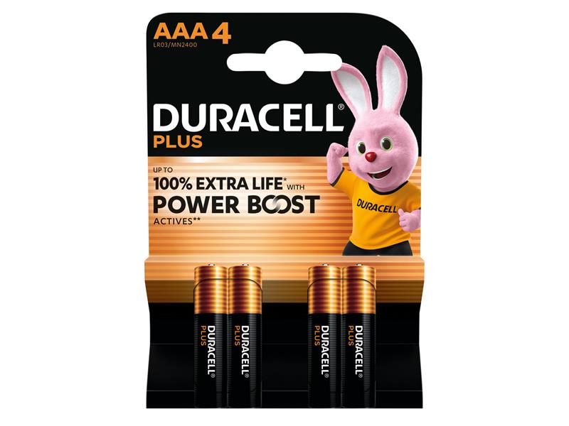 Duracell AAA Cell Plus with Power Boost Batteries (Pack 4)