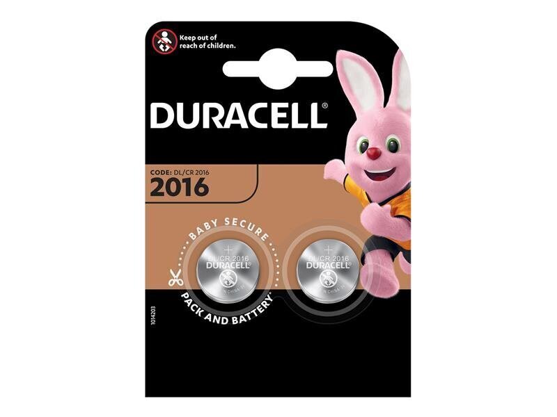 Duracell 2016 Lithium Coin Battery 3V (Pack 2)