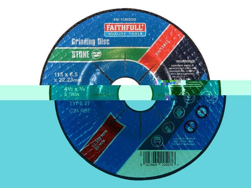 Faithfull 115x6mm Depressed Centre Stone Grinding Disc (Pack of 1)