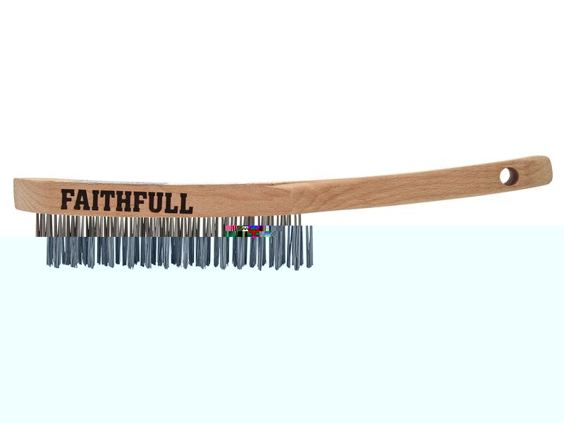 Faithfull Heavy-Duty Stainless Steel Scratch Brush, 3 Row