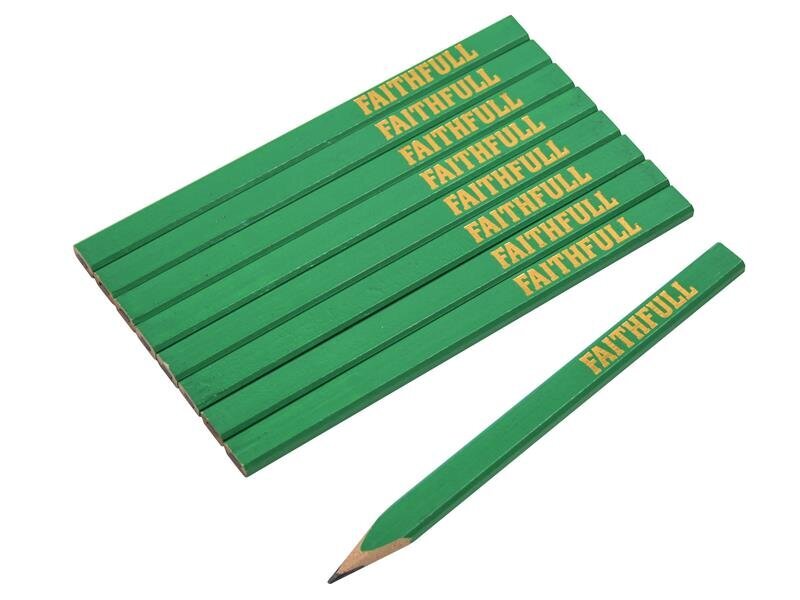 Faithfull FSC Carpenter\'s Pencils - Green / Hard (Pack 10)