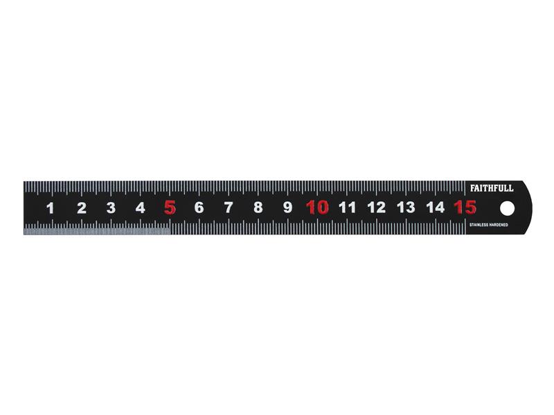 Faithfull Matt Black Stainless Steel Measuring Rule 150mm