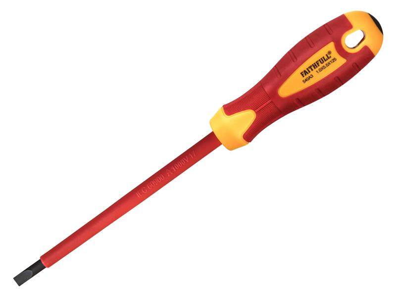 Faithfull VDE Soft Grip Screwdriver Parallel Slotted Tip 5.5 x 125mm