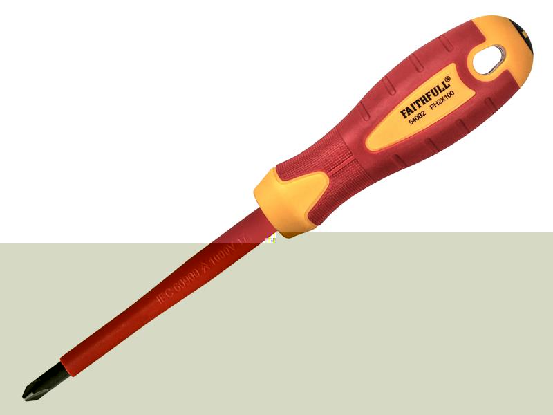 Faithfull VDE Soft Grip Screwdriver Phillips Tip PH2 x 100mm