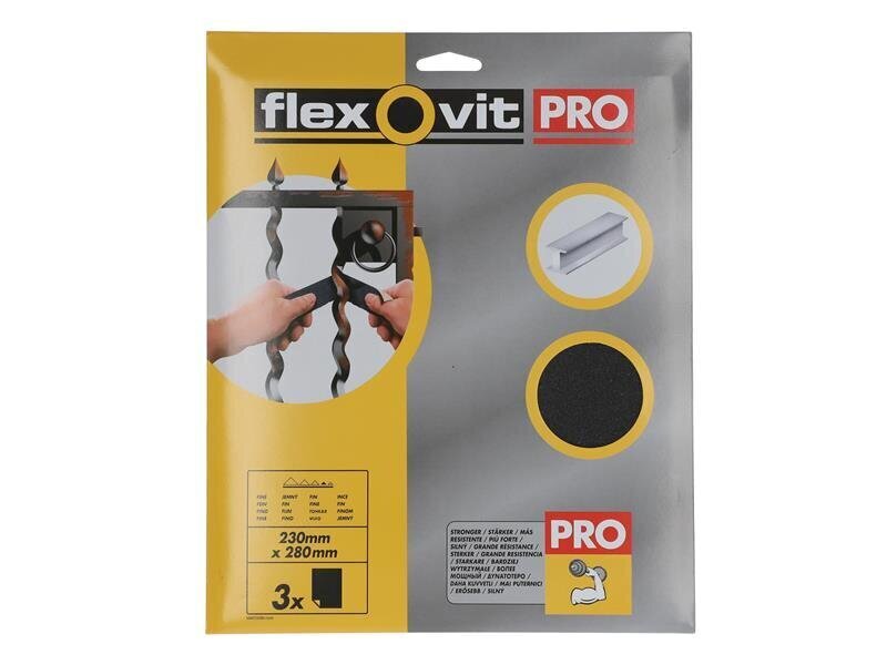 Flexovit 230 x 280mm Fine 120Grit Emery Cloth Sanding Sheets (Pack of 3)