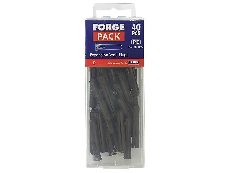 Expansion Wall Plugs Plastic Brown 8-10 ForgePack 40