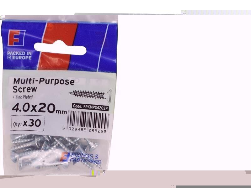 ForgeFix Multi-Purpose Pozi Screw CSK ST ZP 4.0 x 20mm ForgePack 30