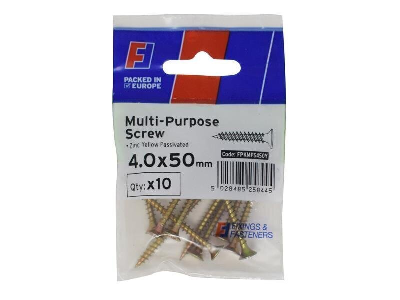 ForgeFix Multi-Purpose Pozi Screw CSK ST ZYP 4.0 x 50mm ForgePack 10