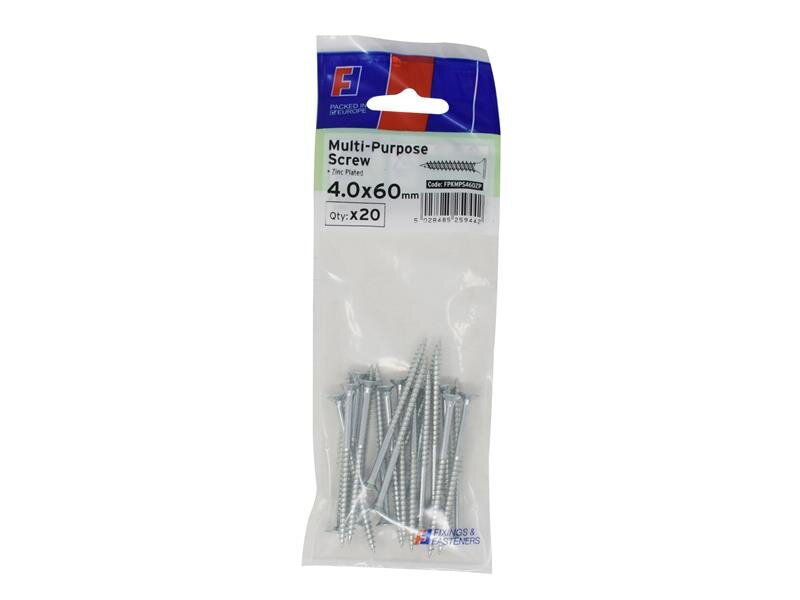 ForgeFix Multi-Purpose Pozi Screw CSK ST ZP 4.0 x 60mm ForgePack 20
