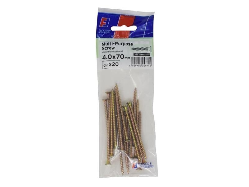 ForgeFix Multi-Purpose Pozi Screw CSK ST ZYP 4.0 x 70mm ForgePack 20