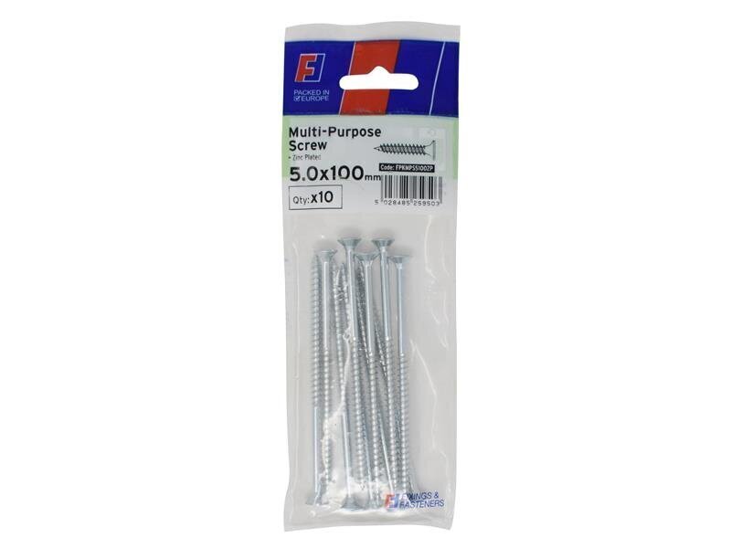 ForgeFix Multi-Purpose Pozi Screw CSK ST ZP 5.0 x 100mm ForgePack 10