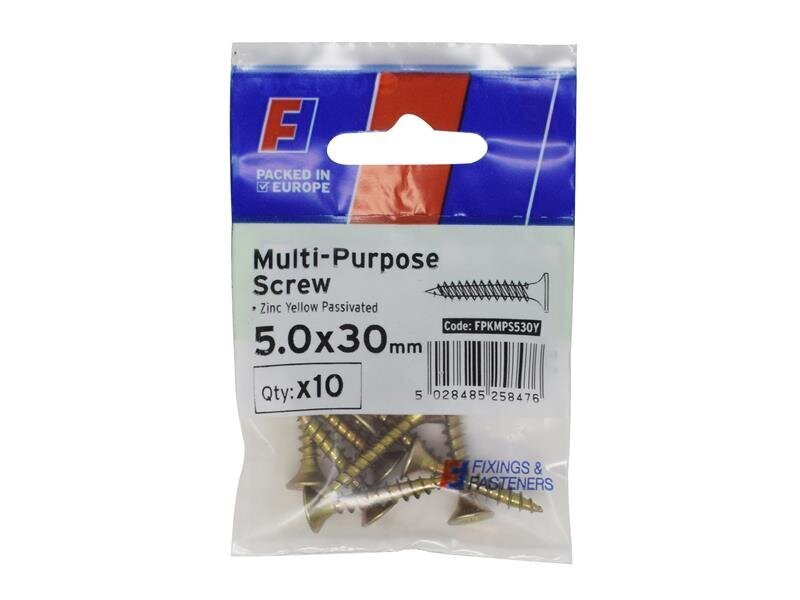 ForgeFix Multi-Purpose Pozi Screw CSK ST ZYP 5.0 x 30mm ForgePack 10