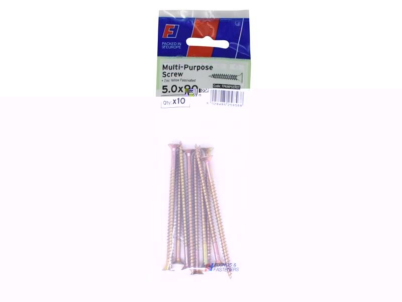 ForgeFix Multi-Purpose Pozi Screw CSK ST ZYP 5.0 x 90mm ForgePack 10