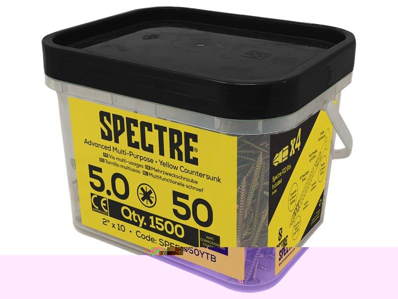 ForgeFix Spectre PZ Compatible Wood Screw CSK ZYP 5.0 x 50mm Mega Tub 1500