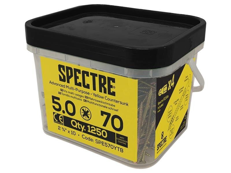 ForgeFix Spectre PZ Compatible Wood Screw CSK ZYP 5.0 x 70mm Mega Tub 1250