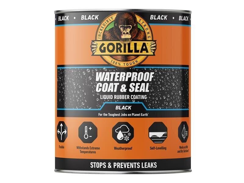 Gorilla Glue Waterproof Coat  Seal Liquid Rubber Coating Black 473ml