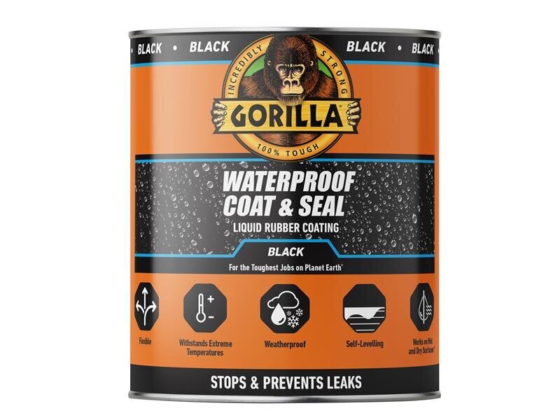 Gorilla Glue Waterproof Coat  Seal Liquid Rubber Coating Black 946ml