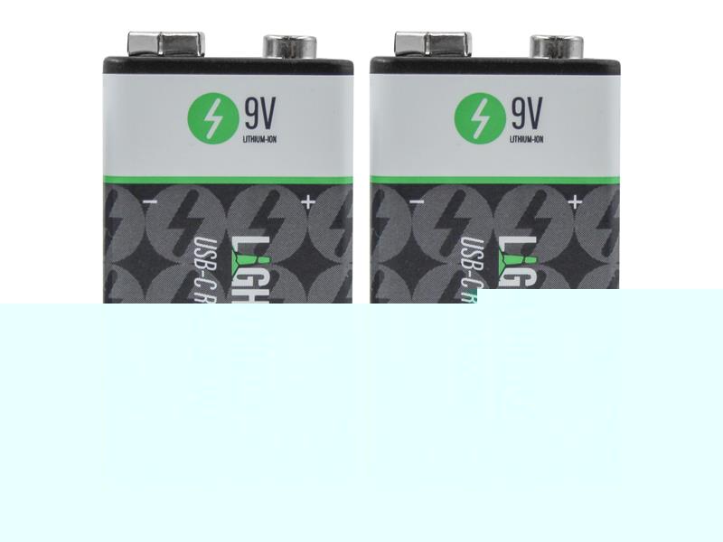 Lighthouse 9V USB-C Rechargeable Li-ion Battery Pack of 2