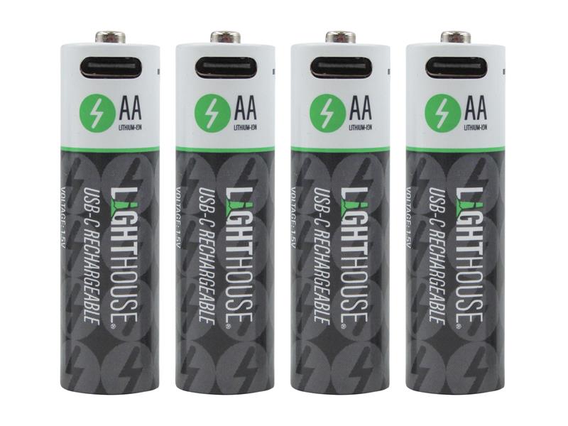 Lighthouse AA USB-C Rechargeable Li-ion Battery Pack of 4