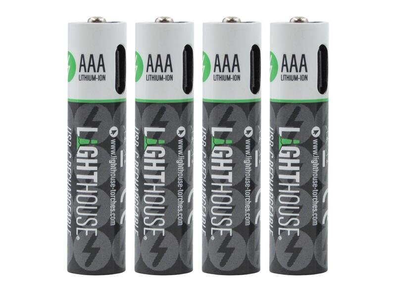 Lighthouse AAA USB-C Rechargeable Li-ion Battery Pack of 4