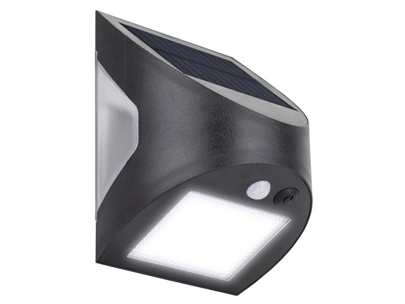 Masterplug Prysm Outdoor Solar Wall Light with PIR Motion Sensor - Black 300 Lumens