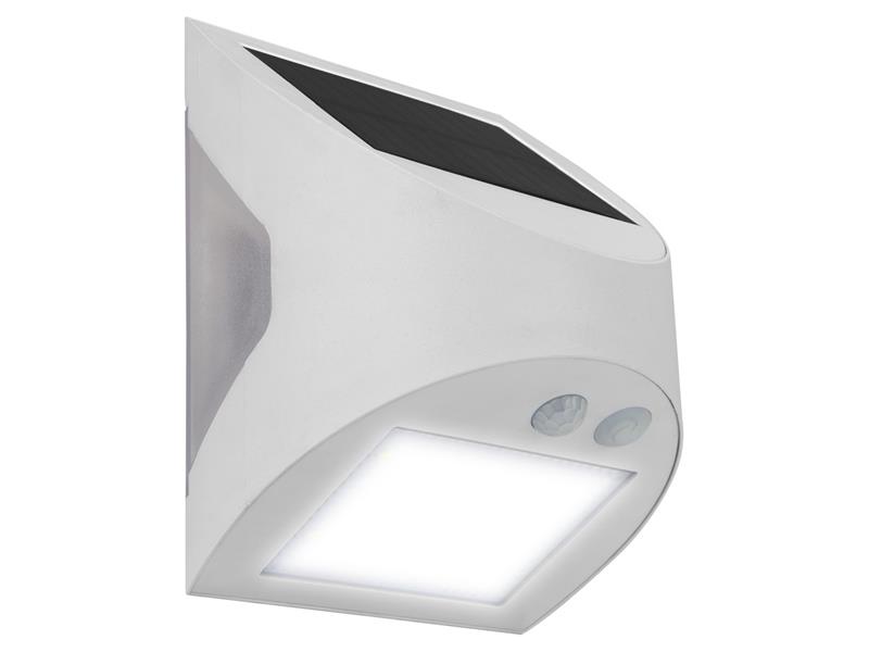 Masterplug Prysm Outdoor Solar Wall Light with PIR Motion Sensor - White 300 Lumens